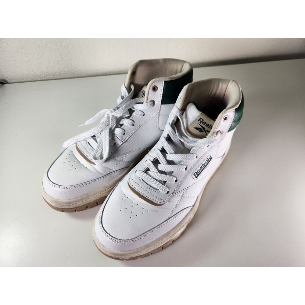 Reebok Tech T Geo Classic Hi Women's Size 8 White Dark Green Sneakers 12615